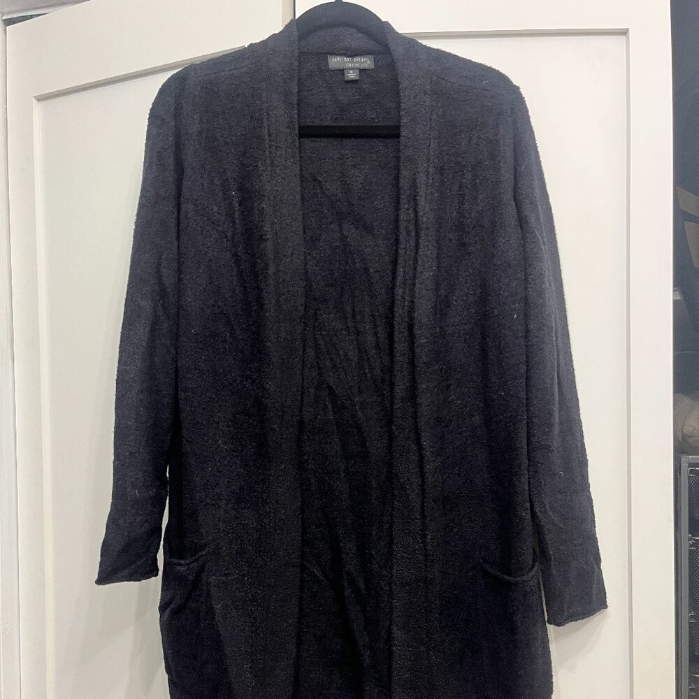 Barefoot Dreams Cozychic Lite Black Cardigan, size medium